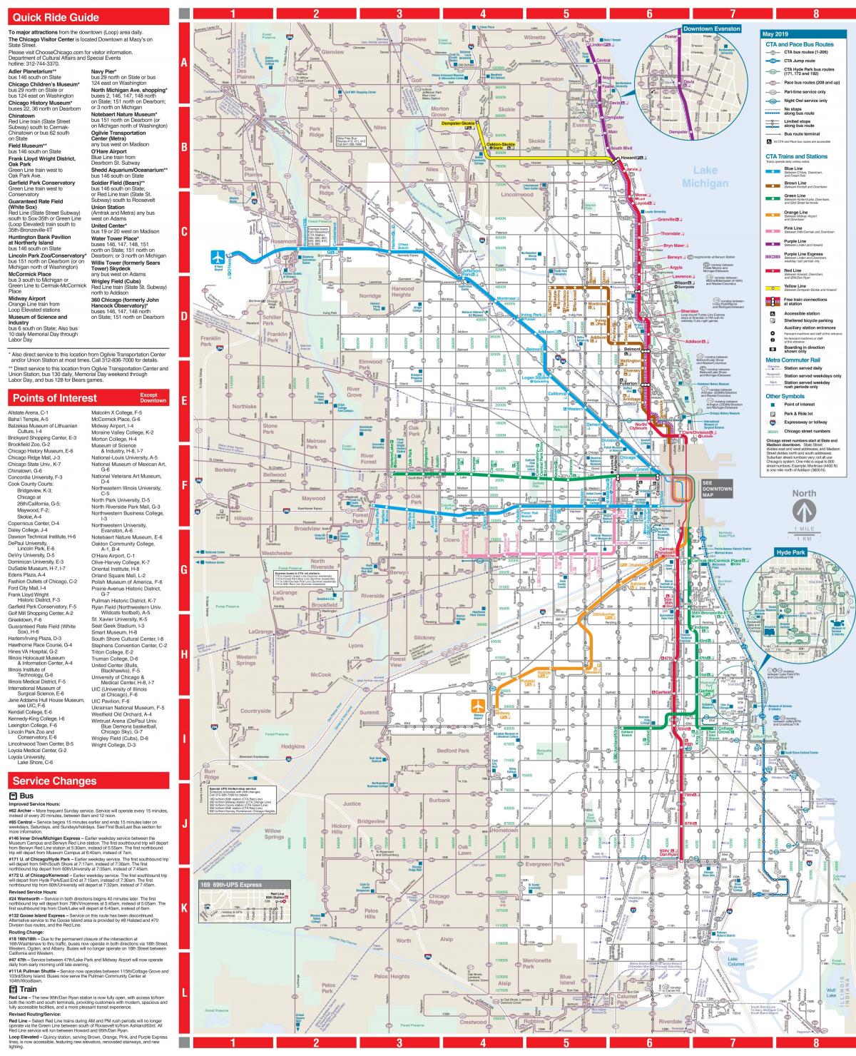Mappa della stazione degli autobus di Chicago