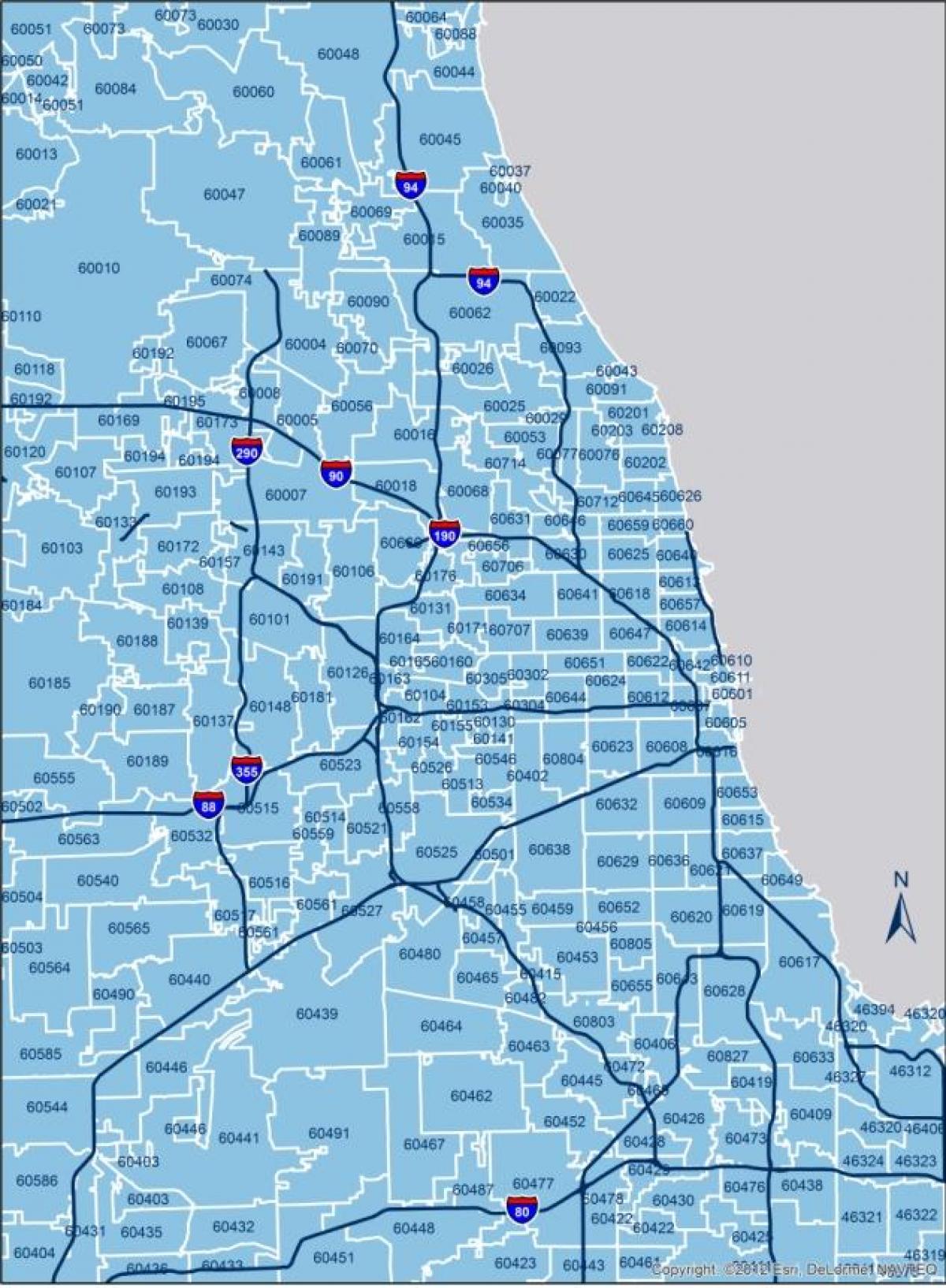 Mappa dei codici di avviamento postale di Chicago