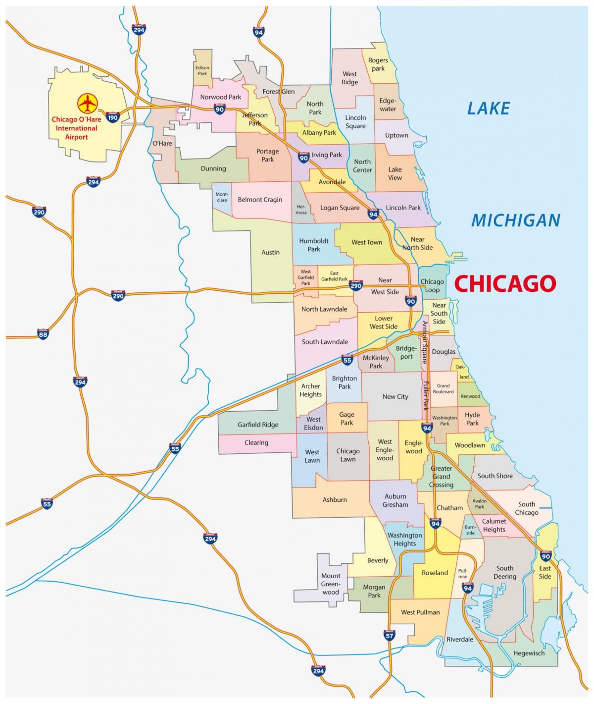 Mappa dei quartieri di Chicago