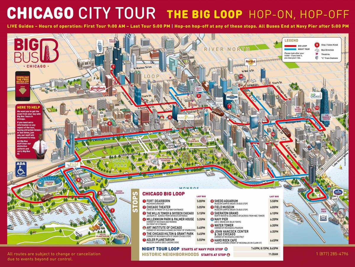 Mappa Chicago Grande Autobus