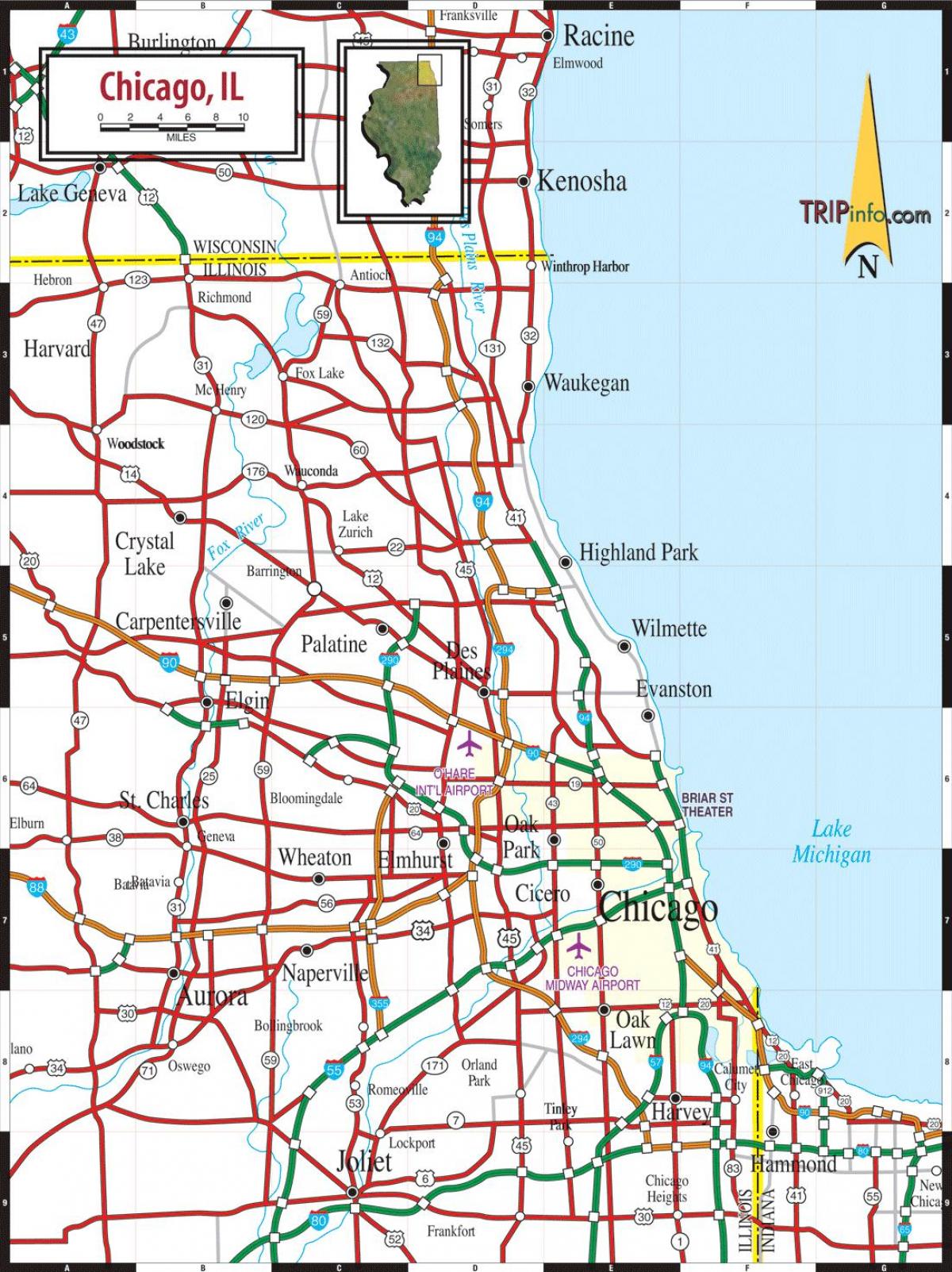 Mappa stradale di Chicago