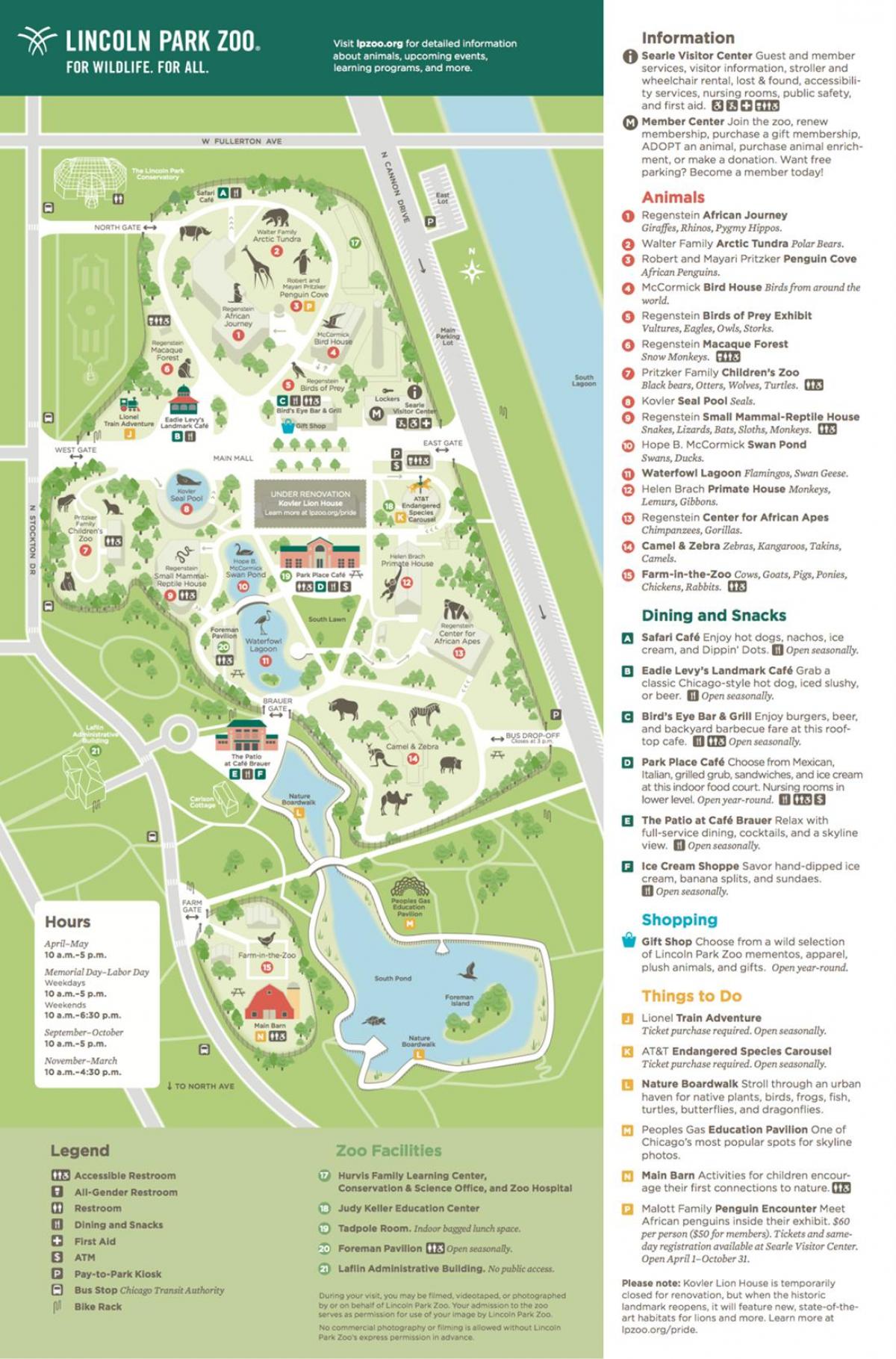 Mappa del parco zoologico di Chicago